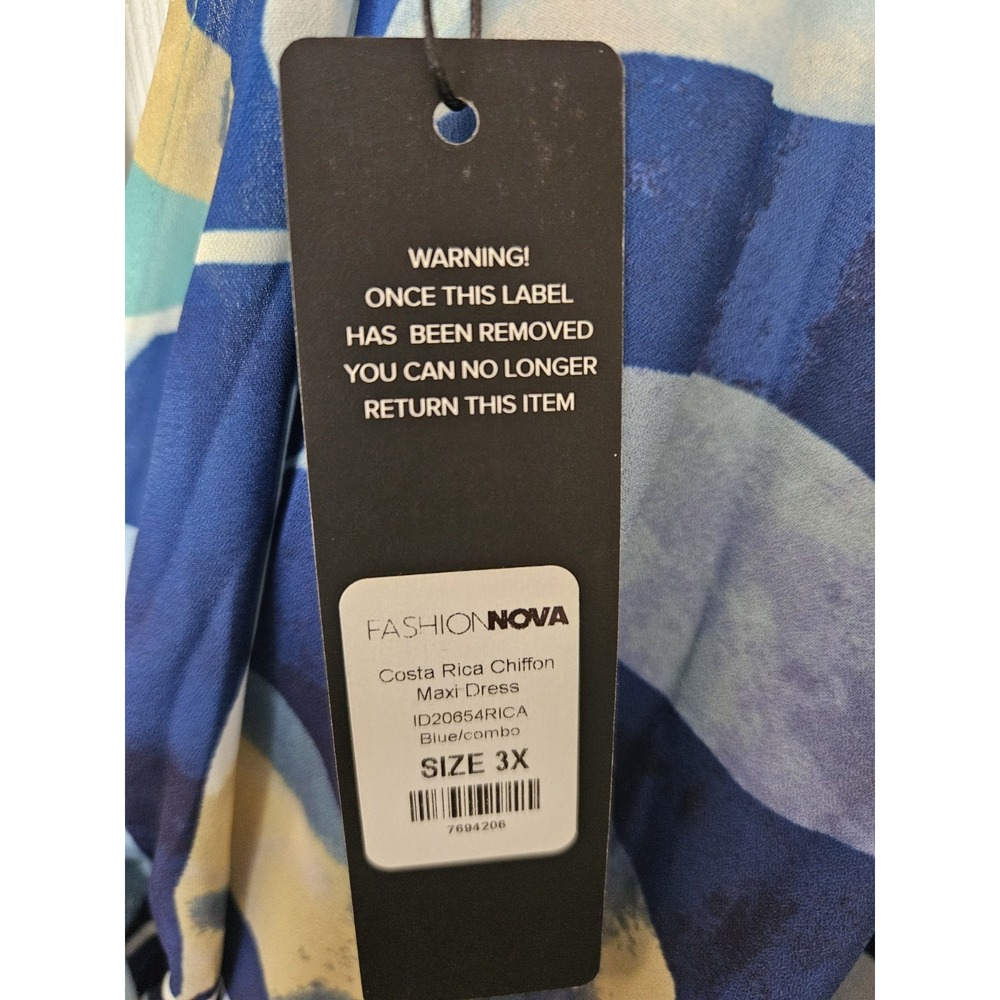 NWT Fashion Nova V-Neck Kimono Sleeves Smocked Waist Chiffon Maxi Dress, Plus 3X - Picture 5 of 12